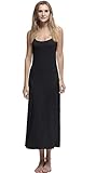 Papicutew Damen-Unterkleid, lang, Cami, Trägerkleid, Nachthemd, ärmellos - Schwarz - X-Large