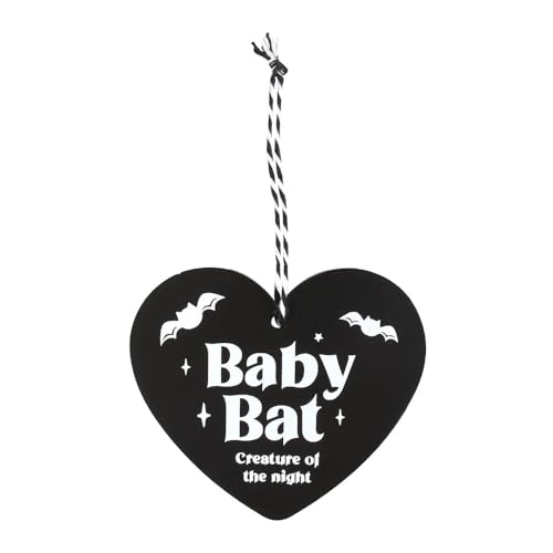 Image of Cute Baby Bat Hanging Heart Sign - Novelty Car Safety Window Sign for Babies - Adorable Bat Baby on Board - Unique Baby Bat Car Sign UK