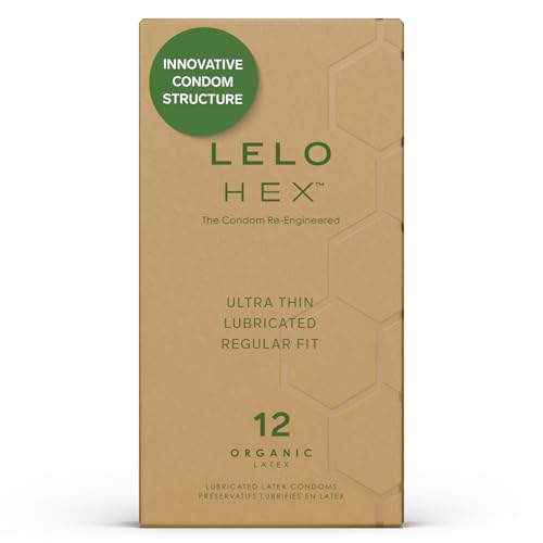 LELO HEX Organic Kondome aus ökologisch erzeugtem Naturlatex und angereichert mit L-Arginin Kondome Männer Länger Sex (12-Packung)