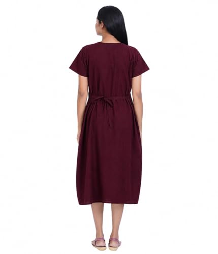 Image of MENMAII Women's [L-4XL] Full Open /Front Buttoned [a Kind of Adaptive Clothing] Multipurpose Nighty for Maternity /Pregnancy /Elderly /Patient /Feeding /Hospital Purpose Nighty Calf Length
