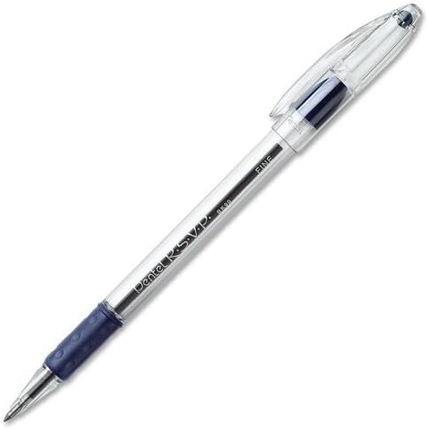 Wholesale CASE of 20 - Pentel R.S.V.P. Ballpoint Stick Pens-Ballpoint Pen, Fine Point, Blue Ink/Clear Barrel