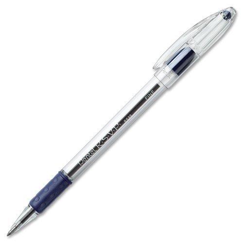 Wholesale CASE of 20 - Pentel R.S.V.P. Ballpoint Stick Pens-Ballpoint Pen, Fine Point, Blue Ink/Clear Barrel