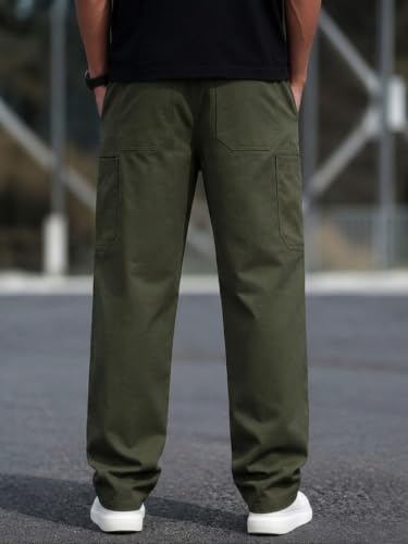Image of Cargo for Men | Cotton Cargo Pant | Lower for man | Elastic Drawstring Waist Straight Fit Bottoms | Comfortable Breathable Cargos for Casual, Office Wear