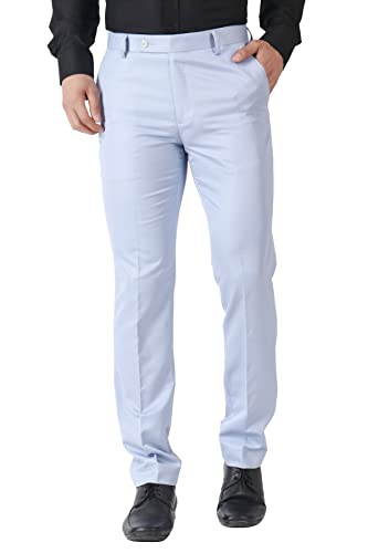 Image of MALENO Men's Slub Effect Solid Trouser | Classic Slim Fit Formal Trousers for Men | Slim Fit Trousers for Men