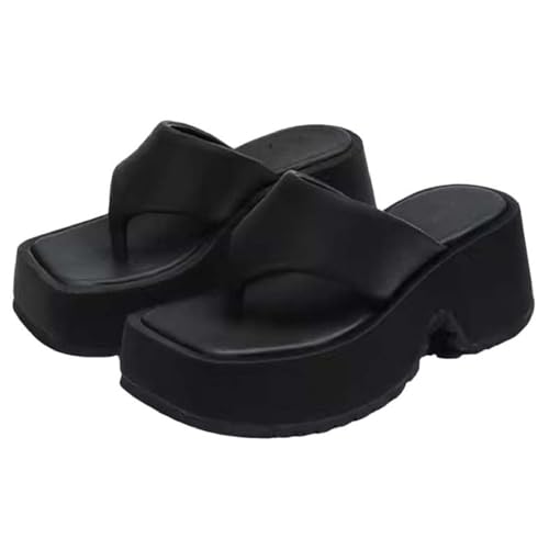Women Wedge Platform Beach Slide Sandal Summer Comfort Square Head Open Toe Backless Slip On Soft Bottom Damping Casual Sandals All-match Casual Indoor outdoor flip flops