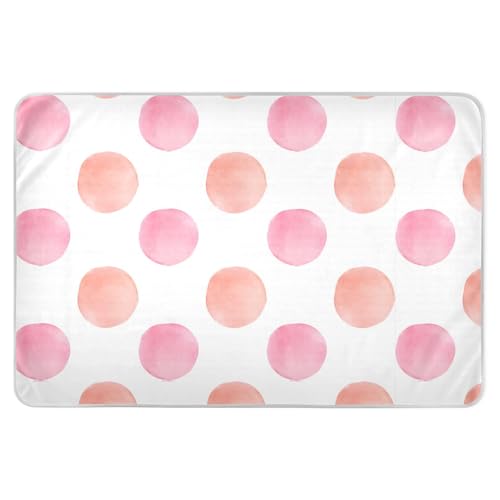 Watercolor Pastel Pink Polka Dots Mattress Pee Protector, Washable Underpads for Adults, Reusable Pee Pads for Kids
