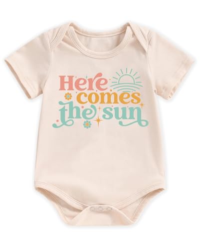 hrcfbk Newborn Baby Boy Girl Bodysuit Funny Letters Print Short Sleeve Pregnancy Announcement Baby Reveal Romper - Main Image