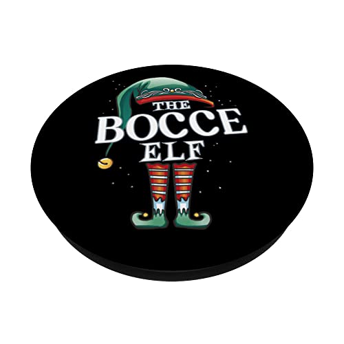 Bocce Elf Christmas Group Xmas Pajama Party PopSockets Swappable PopGrip, Black - Image 2