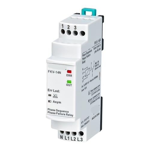 Relé de secuencia de fase FKV-14N con neutro trifásico 3x380 V CA