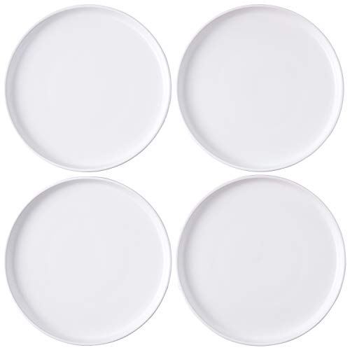 Bruntmor 6 Inch Ceramic Plate Set Of 4, Round White Color Ceramic Salad Plate For Christmas Party, Ceramic Dinner Plates For Christmas Gift, Ceramic Plates Set For 4, Plate Sets Microwave Safe #TOP6