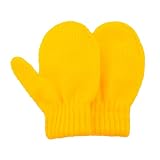 Toddler Mittens Kids Soft Knitted Gloves Warm Toddler Winter Mittens Thick Cold Protection Gloves for Baby Boys Girls Yellow