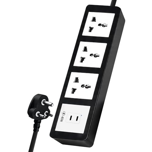 Image of MX 45W Extension Board PD GaN Charger Super Fast Charging 2 Type-C, 3 Universal 6 /13A AC Sockets (4000W) Multiport Desktop Power Strip for iPhone Android Laptop Tabletcharging Station 1.5M Cable