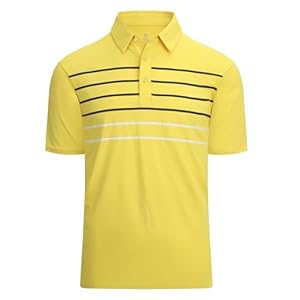 Alex Vando Mens Striped Golf Shirt Moisture Wicking Quick-Dry Sports Polo Shirts