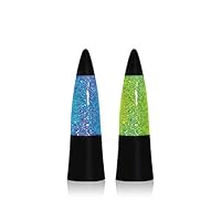 Playlearn Glitter Lava Lamps for Kids Relaxing Mood Lighting - Colour Changing Shake and Shine Mini Glitter Lava Lamp, Childrens Bedroom Decoration (2 Pack)