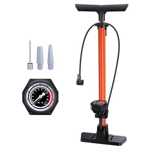 Bomba de suelo para bicicleta ONVIAN de acero con manómetro integrado
