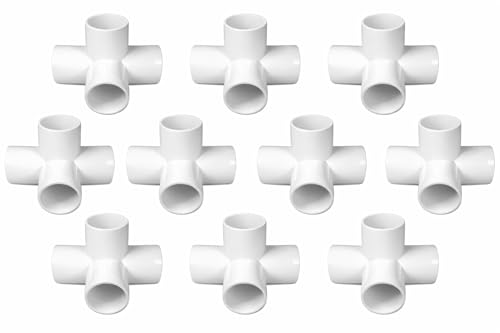Image of DEHRAN UPVC 4-way Elbow 3 /4 inch inchi (25MM) Pipe Joint /Corner Heavy Duty UPVC Available for Greenhouse, Tent Connection,Furniture and Plumbing Projects White Color (10)