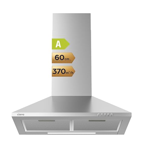 CIARRA CAS6201A Campana Extractor Cocina 60cm 370m³/h 40W Clase A - 3 Velocidades de Extracción...