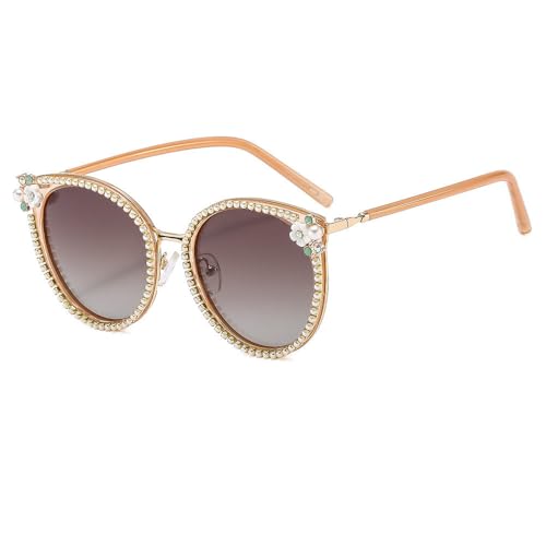 Trendy 2024 Neue Vintage Cat Eye Runde Sonnenbrille Damenversion Metall Randlos Gradient Sonnenbrillen Shades UV400