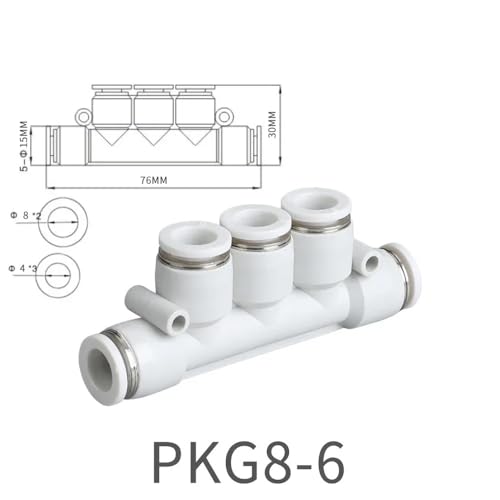 Conectores de manguera de aire GUMMMY PKG8-6 con tecnología de inserción estanca 3