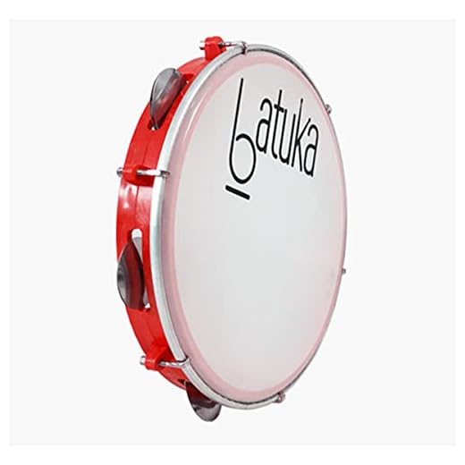 Pandeiro 10" Abs Vermelho Plat Inox Pele Leitosa Batuka- Luen