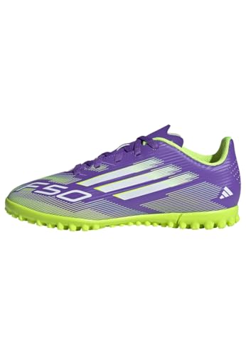adidas F50 Club Turf Football Boots Kids, Scarpe da Calcio Unisex-Bambini, Purple Rush/Cloud White/Lucid Lemon, 34 EU