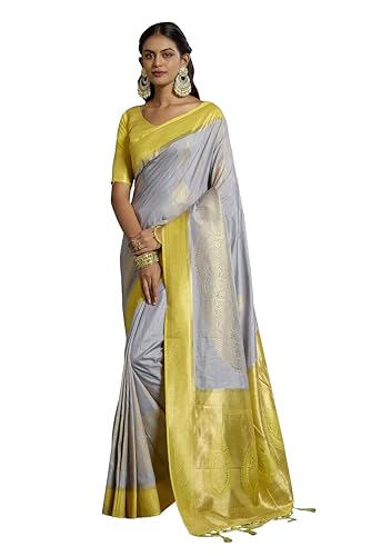 Elina fashion Women's Ready to Wear Banarasi Art Silk One Minute Pre Pleated Indian Saree With Unstiched Blouse