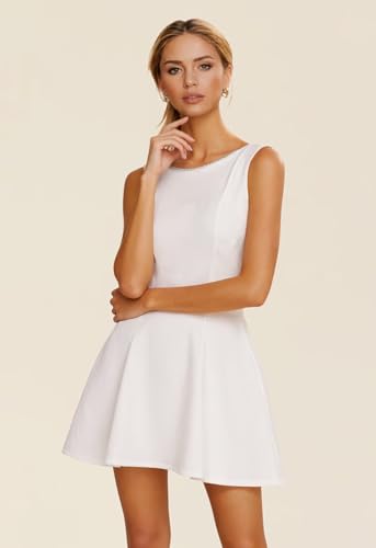 Short A-line Satin Homecoming Dresses Scoop Neck Prom Party Dress with Bow Mini Length3