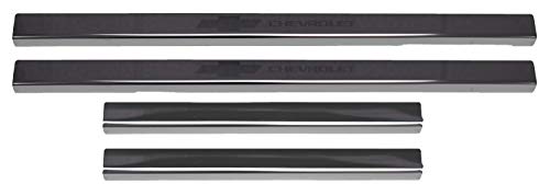 Putco Chevrolet Bowtie Licensed Black Stainless Steel Door Sills Kit - Fits Chevy Silverado 2019-2025 Double Cab Regular Cab