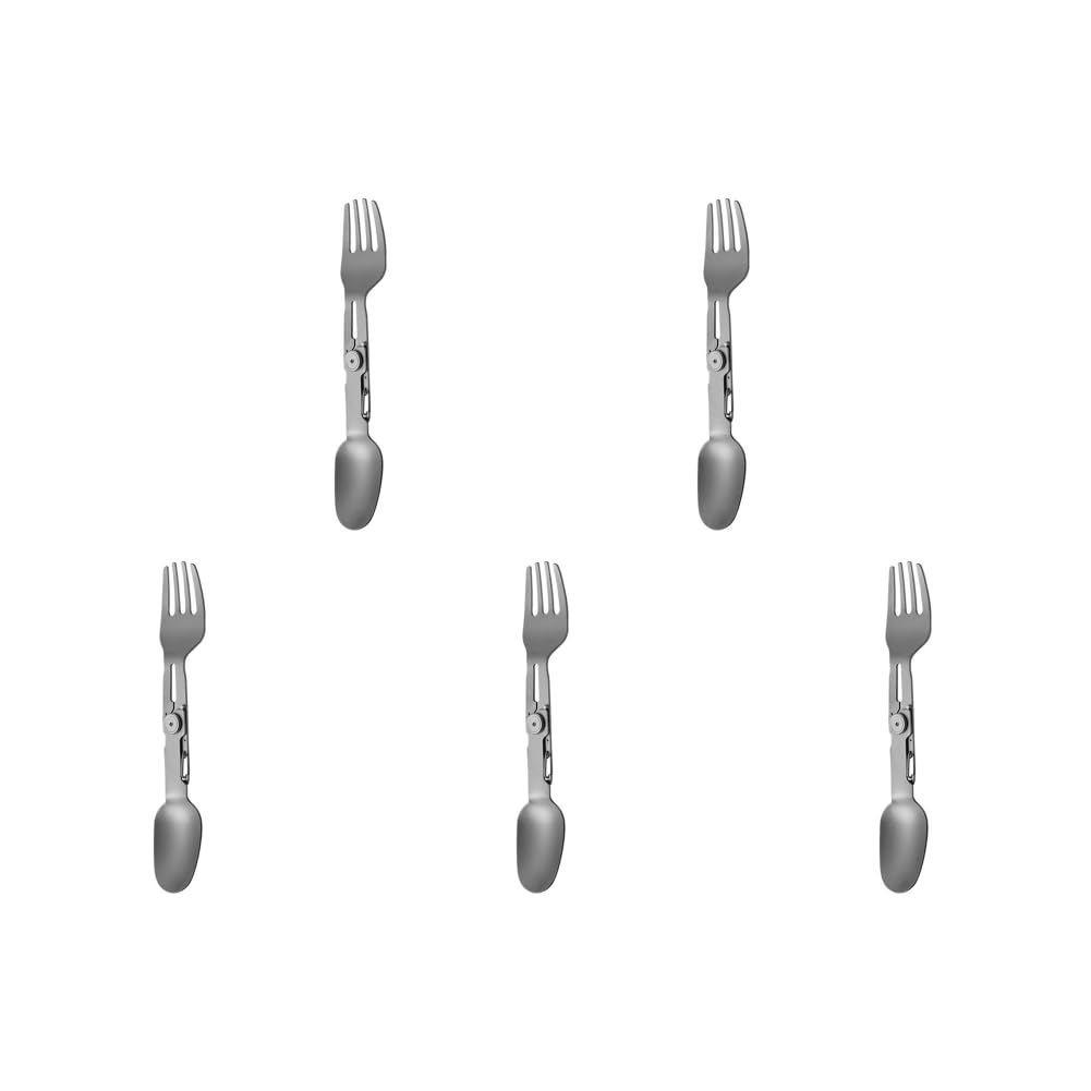 Set de cuillère et Fourchette 2-en-1 Ultra léger en Titane avec Rotation Pliable et Verrouillage, Parfait pour Camping, randonnée et activités en Plein air, idéal pour Voyages, Pique-niques