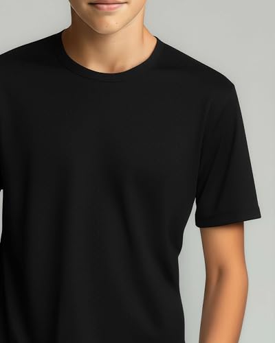 Image of Real Essentials 5 Pack: Boys Breeze Tech Dry-Fit Short Sleeve Athletic T Shirt Active Workout Gym Kids Youth