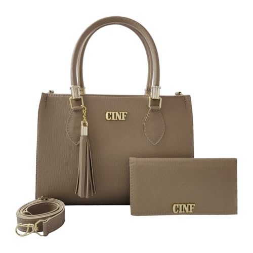 Bolsa Feminina Média de Ombro + Carteira Kit Com 2 Peças (Amêndoa)