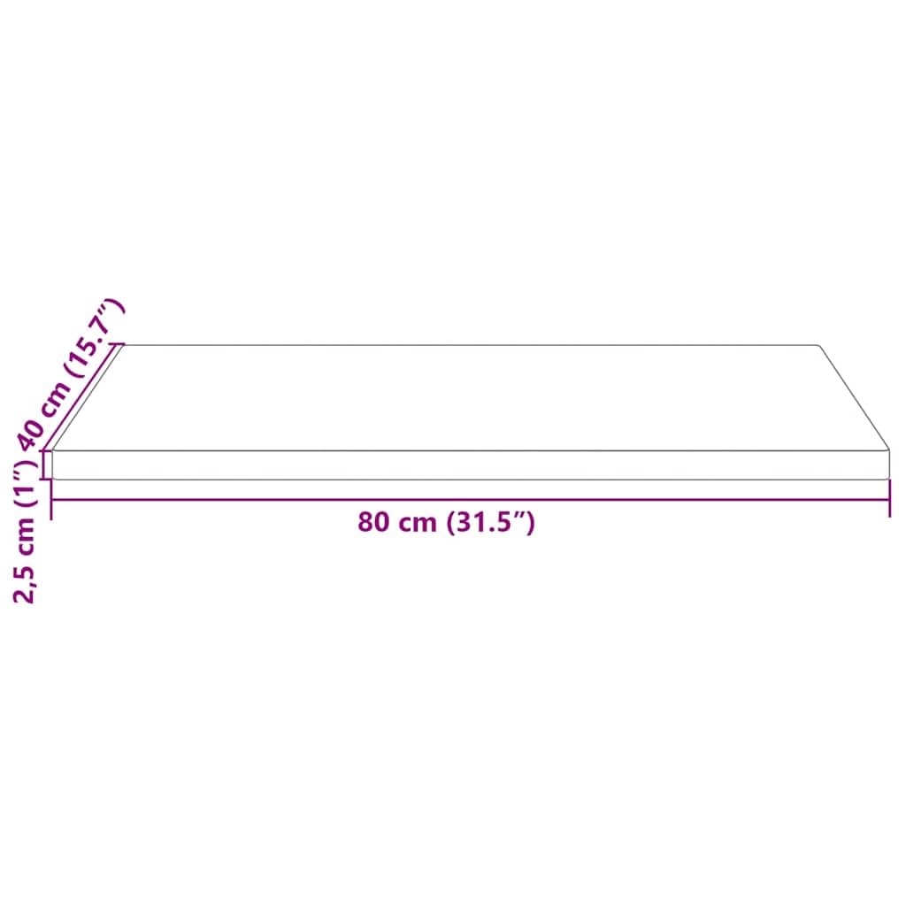 Piano in pino 80 x 40 x 2,5 cm, laccato bianco, rettangolare, in legno massello con angoli arrotondati, per scrivania, fai da te, pieghevole, piano di lavoro, cucina, ufficio