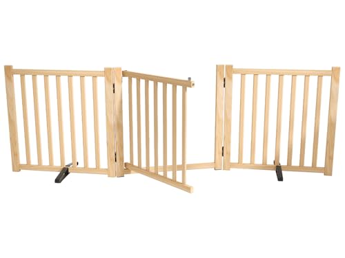 Oapety ペットゲート ドア付き 置くだけ 犬 ゲート ペットフェンス 高さ58cm 幅175cm 自立型ゲート 折りたたみ式 犬フェンス 室内用 ペット飛び出し防止柵 木製 玄関 軽量