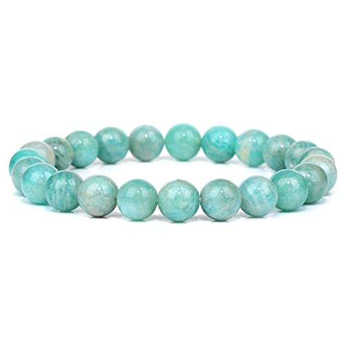 Bracelet en pierres naturelles d'amazonite bleue et oeil de tigre, finition luxe 21cm