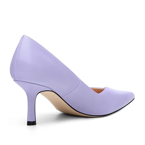 Image of Women Pointed Closed Toe 2.5 Inch Kitten Heel Slip On Pumps