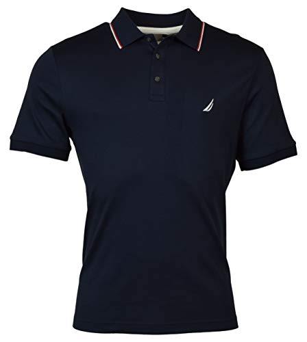 Nautica Men's Short Sleeve Classic Fit Polo Shirt - L - Navy Knit