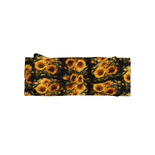with the yellow sunflower Prints Baby Bow Headband - Super Stretchy Soft Bows Hair Accessories for Newborn Infant Toddlers Kids Girls - Elastic and Skin-Friendly