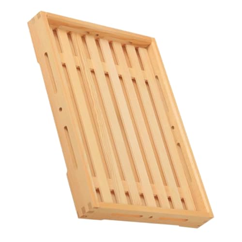 TEHAUX 長方形木製トレー おしゃれな格子デザイン サービングプレート 取り外し可能トレイ付き ホームパーティーやベーカリー向け