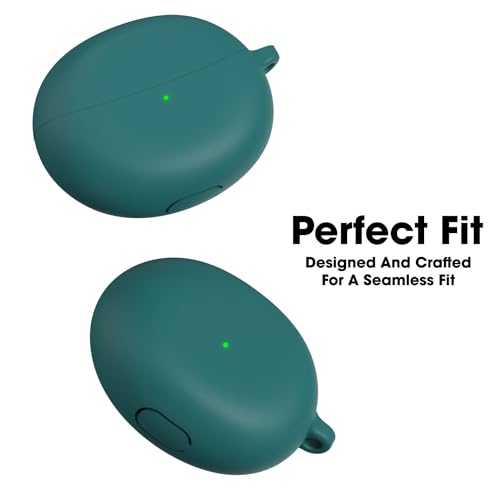 Image of Sounce Earphone Case Cover Compatible for Oppo Enco Air 2 Pro, Soft Silicone Skin Case Cover Shock-Absorbing Protective Case with Keychain [Front LED Visible] (Green)