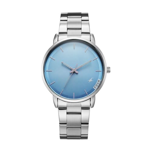 Image of Fastrack Stunners X Quartz Analog with Blue Dial Steel Stainless Steel Strap Watch for Men - 38159SM06
