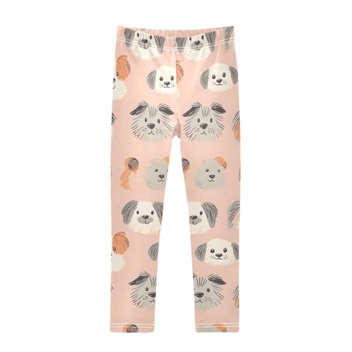 ALAZA Girls' Leggings Children's Yoga Pants Skinny Printed Dance Dog Head Comfortable 4T