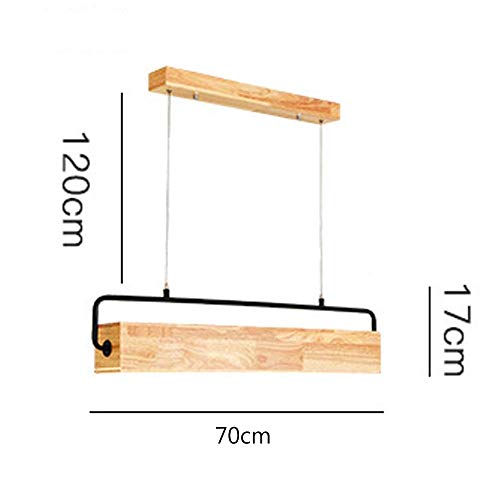 Plafonnier rectangulaire chic en métal noir et bois véritable