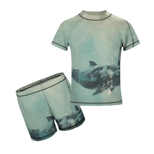 Whale Narwhal SharkChildren's Casual Swimsuit Set - Simple and Versatile7-9Y（120cm）