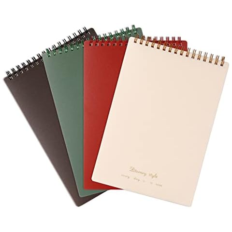 Rhuyoshn Spiral-Notizbücher, Steno-Blöcke, drahtgebunden, bunt, feuchtigkeitsbeständig, PP-Einband, 13,7 x 21,6 cm, 4 Blöcke/Packung, 80 Blatt/Block (Linie) Cover