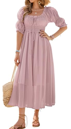 Robe midi en drapé fluide de qualité supérieure avec finitions manches bouffantes soignées