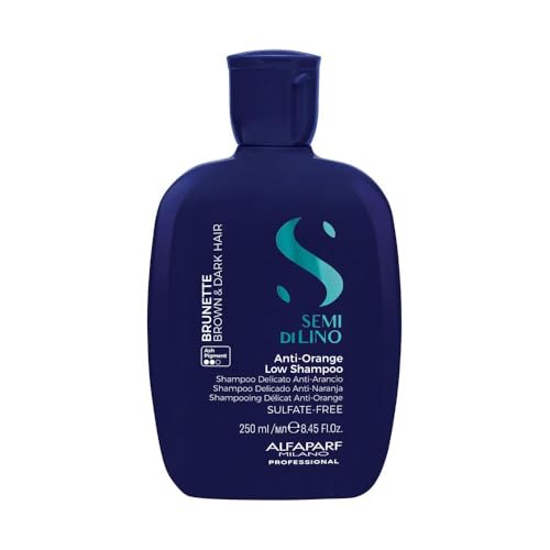Alfaparf Milano | Semi di Lino Brunette | Anti-Orange Low Shampoo - Shampoo delicato anti-arancio per capelli castani e bruni, 250ml