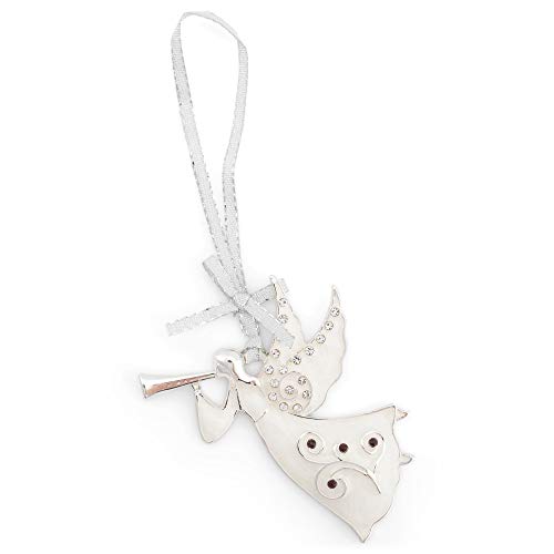 Roman January Birthstone White Trumpet Angel 3 X 2 Zinc Alloy Decorative Hanging Tree Christmas Ornament #TOP27
