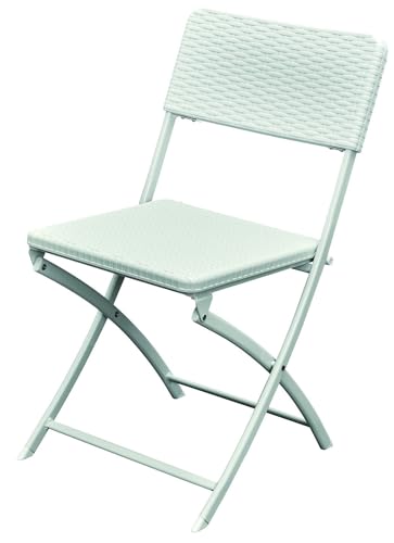 Briconess.com Klappstuhl aus Stahl und Harz Rattan für den Außenbereich Camping Polyrattan Levante