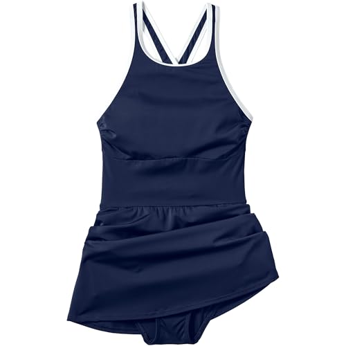 Lands' End Women's Chlorine Resistant Tugless High Neck Swim Dress One Piece Swimsuit4