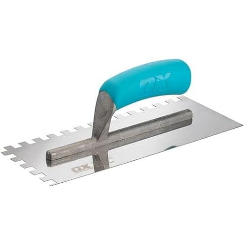 OX Trade Notched Stainless Steel Tiling Trowel - 10mm, Blue/Silver 1 OX Trade Notched Stainless Steel Tiling Trowel - 10mm, Blue/Silver